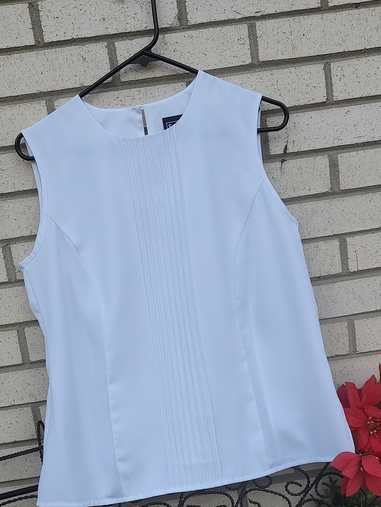 Southern Lady Tops - Southern Lady White Pleated Front Sleeveless Top